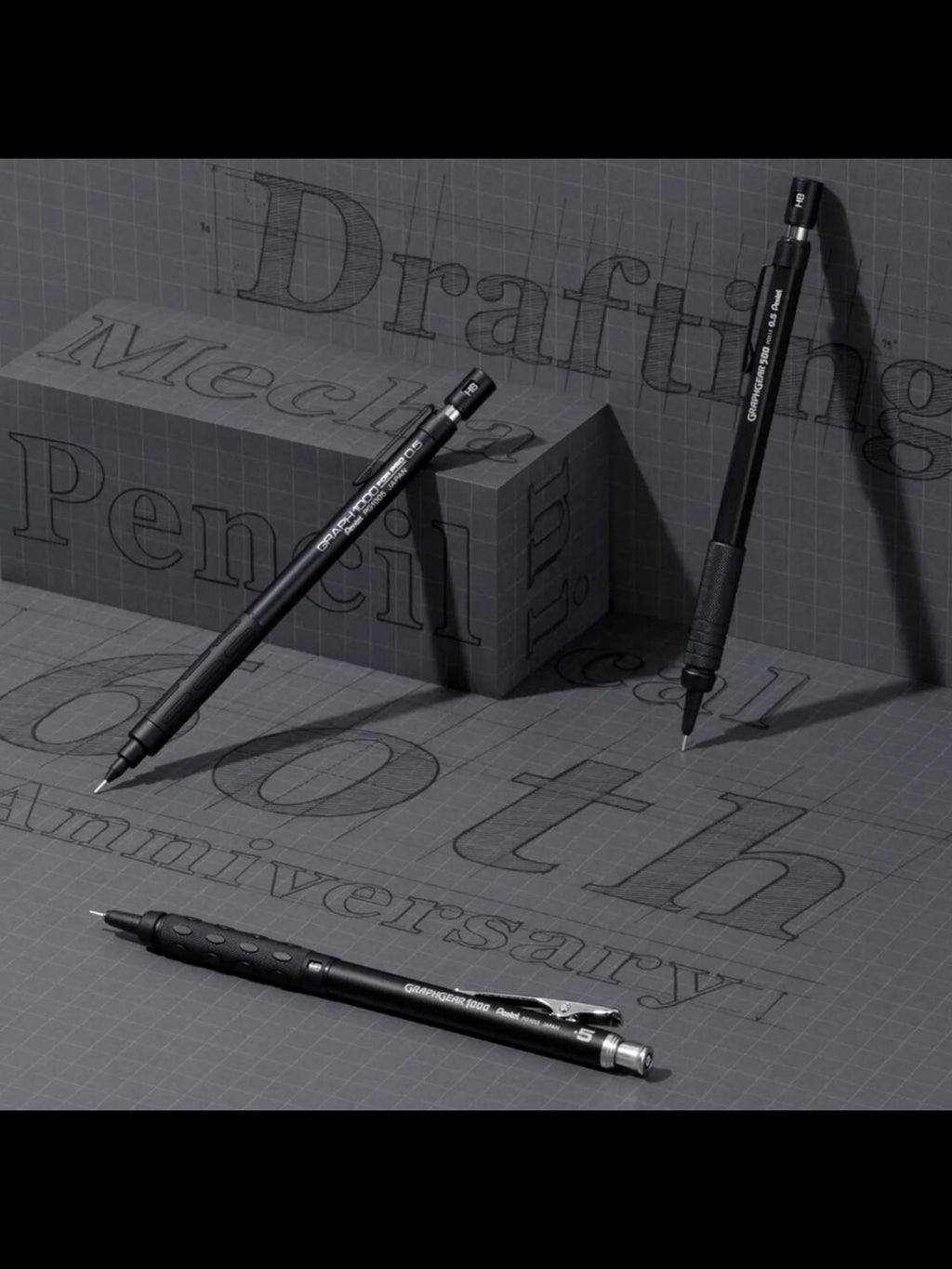 Pentel Drafting Pencil 60th Anniversary Set - Graph1000 for Pro, Graphgear 500 & 1000 - 0.5 mm, Black - Made in Japan