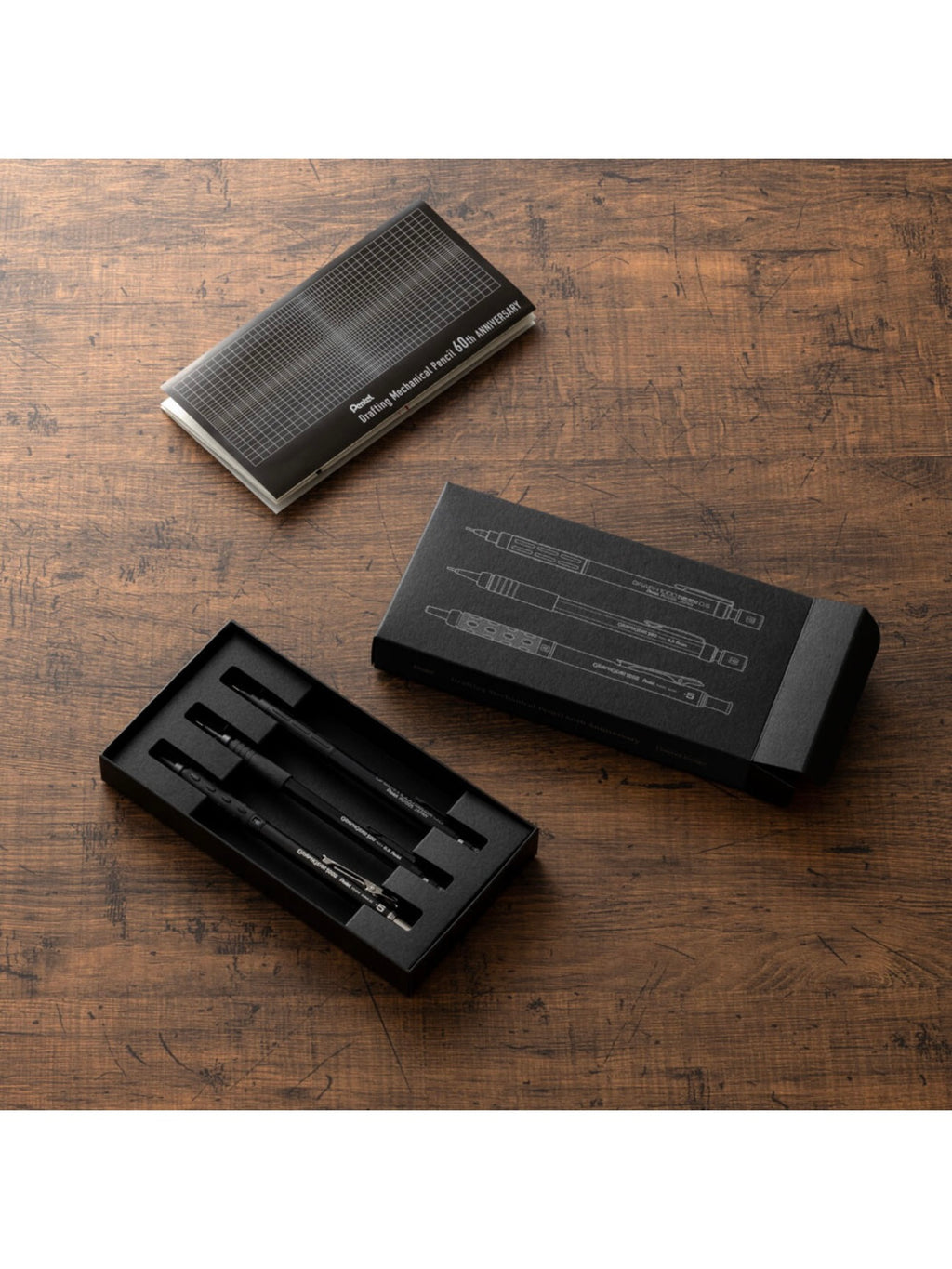 Pentel Drafting Pencil 60th Anniversary Set - Graph1000 for Pro, Graphgear 500 & 1000 - 0.5 mm, Black - Made in Japan