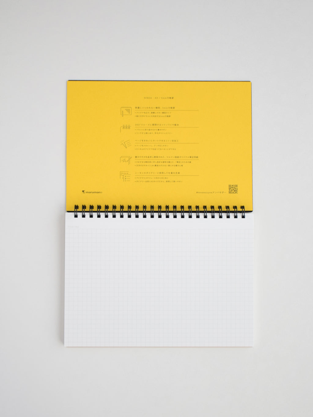 Maruman Mnemosyne N182A Notebook - A5 Landscape - Graph - Made in Japan