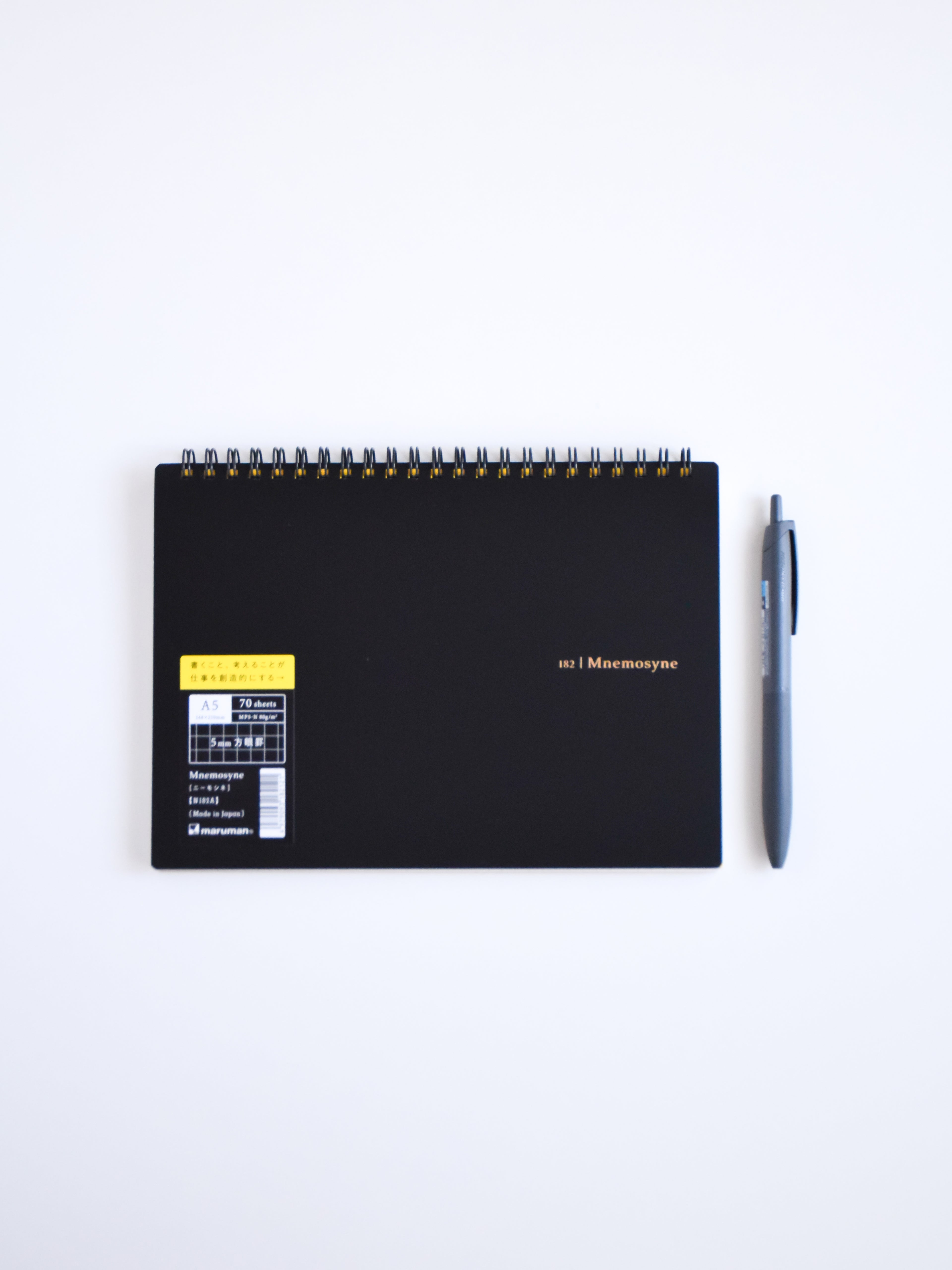 Maruman Mnemosyne N182A Notebook - A5 Landscape - Graph - Made in Japan