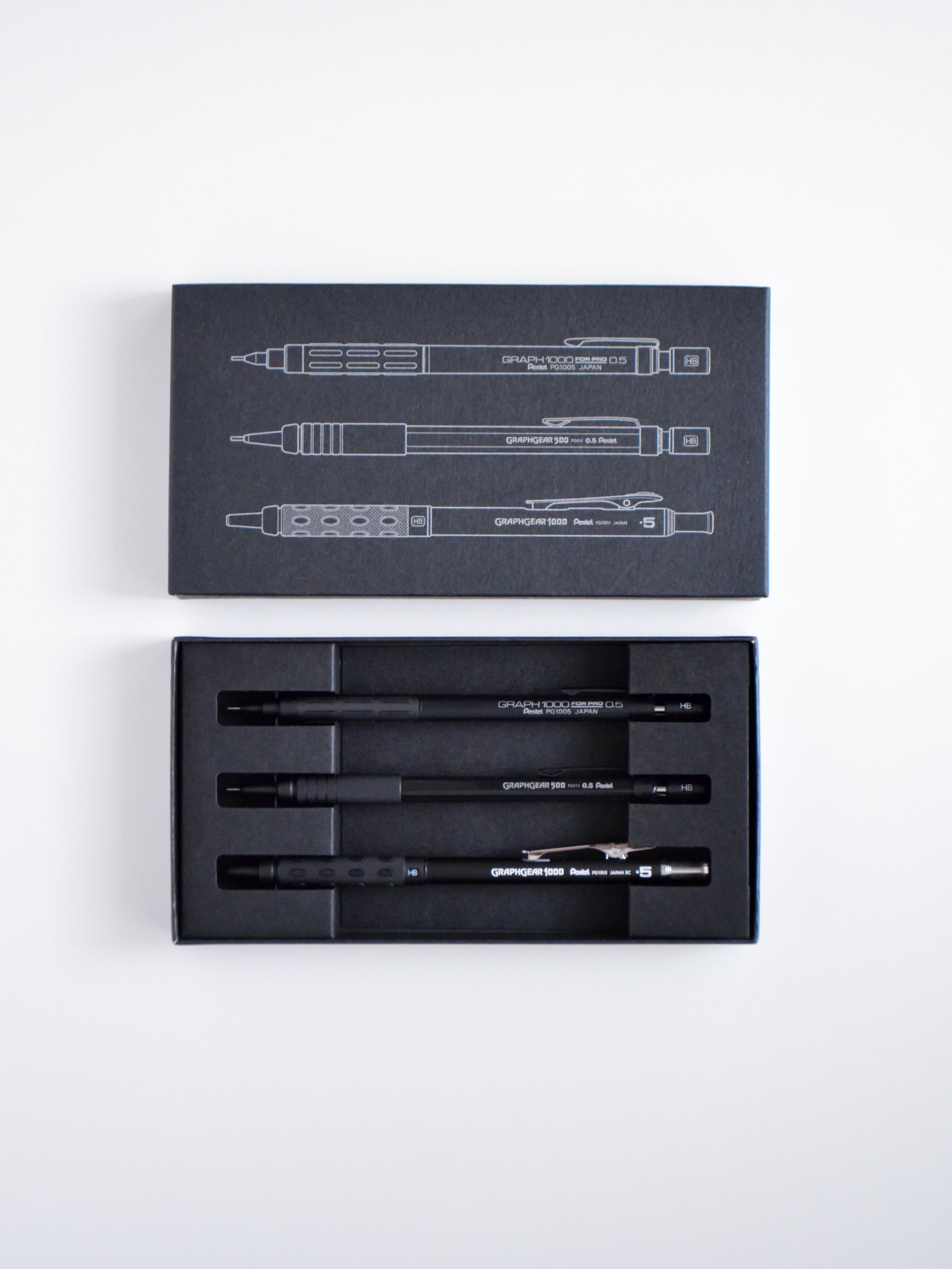 Pentel Drafting Pencil 60th Anniversary Set - Graph1000 for Pro, Graphgear 500 & 1000 - 0.5 mm, Black - Made in Japan