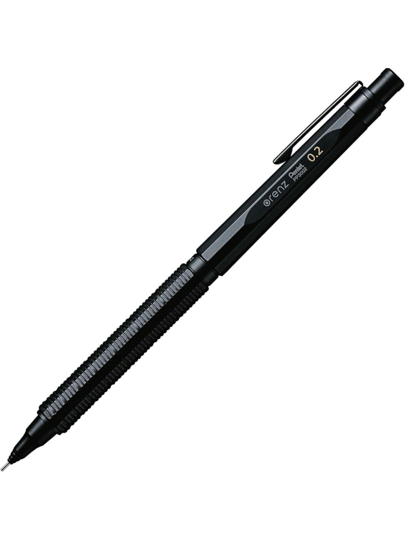 Pentel Orenz Nero PP3002-A Mechanical Pencil - 0.2 mm, Black Body - Made in Japan