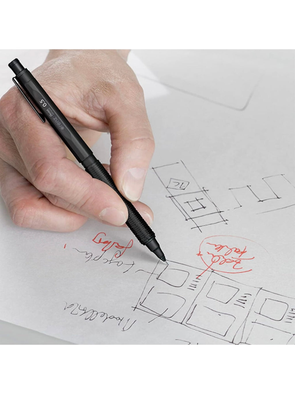 Pentel Orenz Nero PP3002-A Mechanical Pencil - 0.2 mm, Black Body - Made in Japan